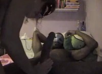 Amateur interracial anal sex on webcam – couple with masks