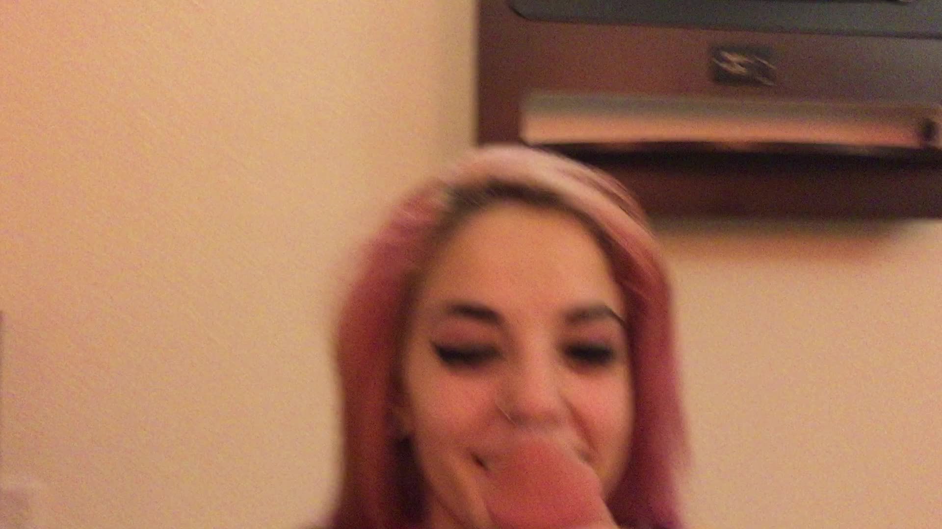 Pink haired girl sucks dick pic